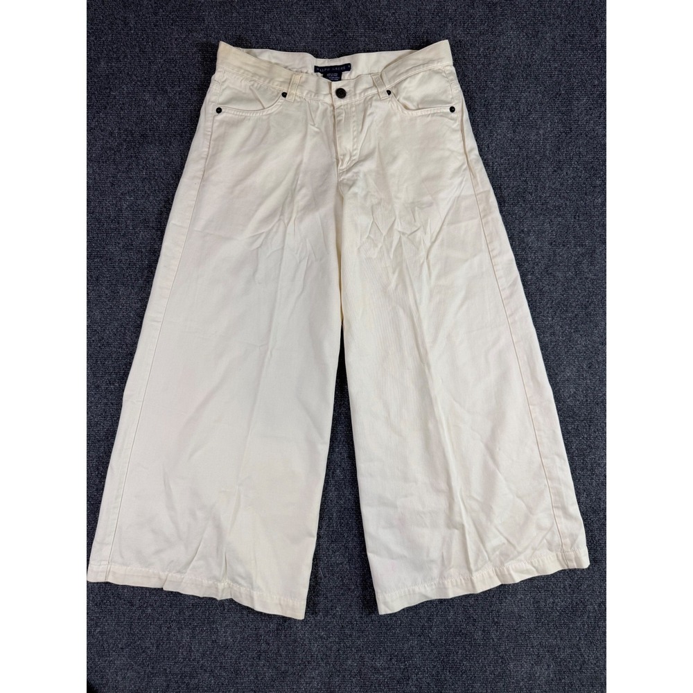 Ralph Lauren Wide Leg Cropped Pants in Off-White